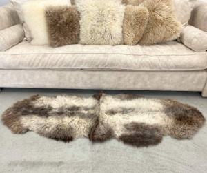 Natural Black Double Sheepskin Rug - NZ Made #03