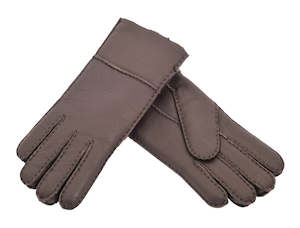 Leather Sheepskin Gloves - Chocolate