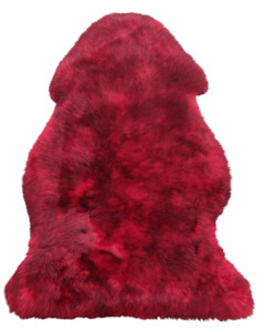 Single Large Sheepskin Rug - Red With Black Tip