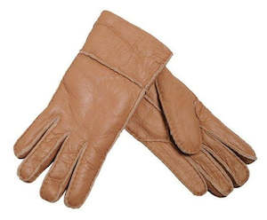 Leather Sheepskin Gloves - Walnut