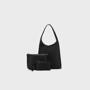 Sara 3 piece Hobo Handbag Set - Black