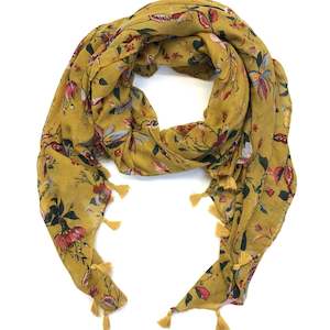 Mustard Floral Print Scarf