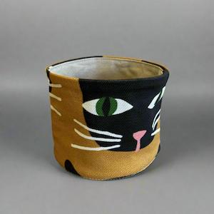 Personal accessories: Canvas Planter 10cm - Mustard | Black Cat