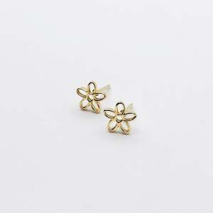 Sterling Silver Gold Plated Earrings - Flower Stud