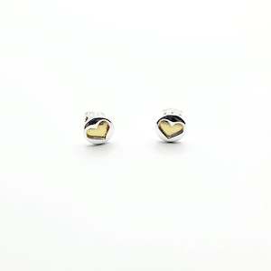 Sterling Silver Earrings - Heart Studs | Gold