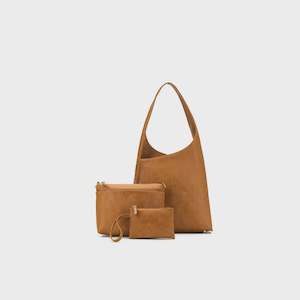 Sara 3 Pce Handbag Set - Tan