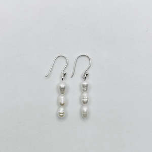 Sterling Silver Earrings - Triple Pearl Drops