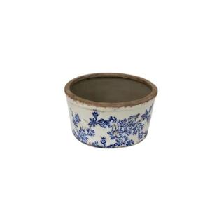 Blue Floral Wide Pot - Small