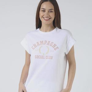 Stella + Gemma Cuff Tee - Champagne Social Club | White