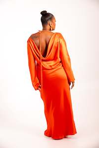 Florence Cowl Neck Dress - Orange