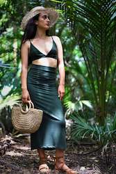 NEW Forest Green Tencel Knit Rib Skirt- PRE ORDER