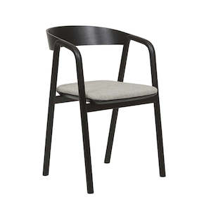 Dining Chair: Tolv Inlay Upholstered Dining Armchair - Harbour Grey + Black Onyx