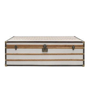 Coffee Tables: Trunk Coffee Table - Aged White Leather