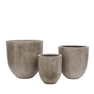 Outdoor Furniture: Kandara Short Outdoor Planters - Weathered Cement (3 Sizes)