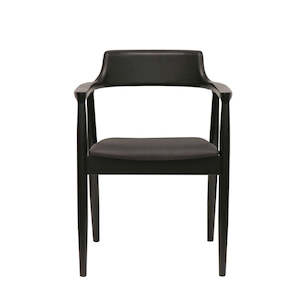 Ealing Dining Chair - Black Leather Seat