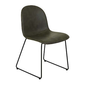 Dining Chairs: Smith Sleigh Dining Chair - Vintage Matt Green PU