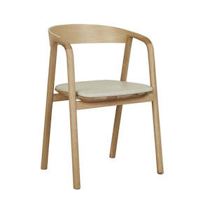 Tolv Inlay Upholstered Dining Armchair - Limestone + Light Oak