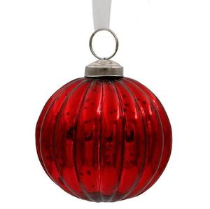 Christmas 1: Christmas Ribbed Ball Decoration - Set of 6