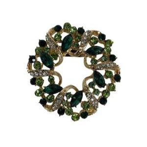 Christmas Green Diamante Wreath Decoration - Set of 6