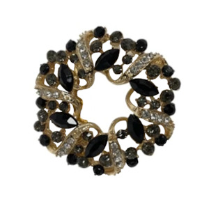 Christmas Black Diamante Wreath Decoration - Set of 6