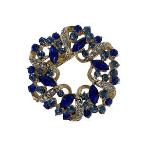 Christmas 1: Christmas Blue Diamante Wreath Decoration - Set of 6