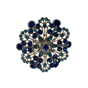 Christmas Blue Diamante Flower Decoration - Set of 6