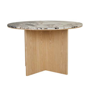 Elsie Round Dining Table - Ocean Marble + Natural Ash