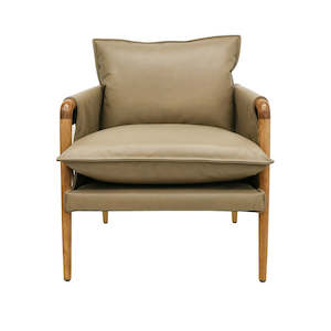 Saddle Occasional Chair - Beige Leather