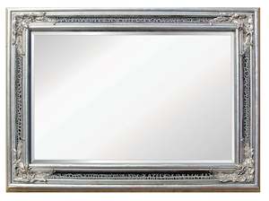 Ornate Mirror - Distressed Black and Silver