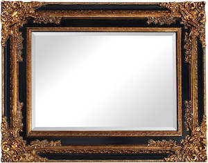 Wall Art Mirrors: Ornate Mirror - Black and Antique Gold