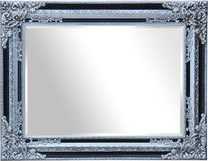 Wall Art Mirrors: Ornate Mirror - Black and Antique Silver