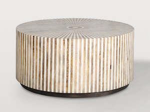 Stripe Bone Inlay Coffee Table - Natural