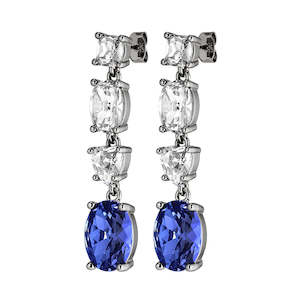 Gifts: DYRBERG/KERN Carmen Shiny Silver Earrings | Sapphire / Crystal