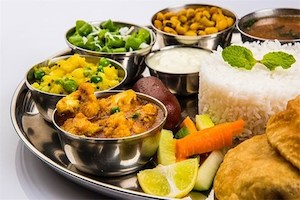 Maharani Thali (veg fried rice, chilli paneer, channa masala, sabzi of the day, …