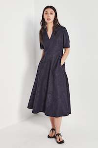 The Monaco Dress in Navy Jacquard