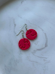 Round hanging boobie print earrings Shockingpink