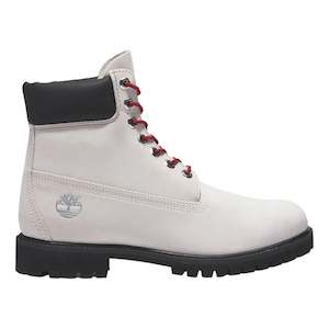 Timberland 6-Inch Premium Waterproof Boots - Color: Grey Nubuck/Red - (TB010061)…