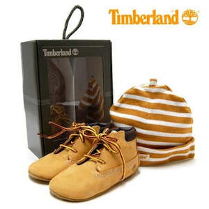 Shoe: Timberland Infant Baby Crib Booties with Hat Set - (TB09589R) - Wheat - R1L9