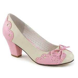 Shoe: WIGGLE-17 Cream Pink Faux Leather Pump