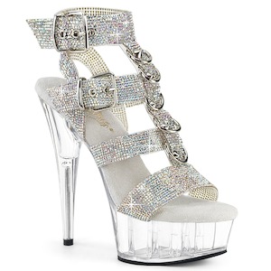 Shoe: DELIGHT-656RS Silver AB Rhinestones TPU/Clear