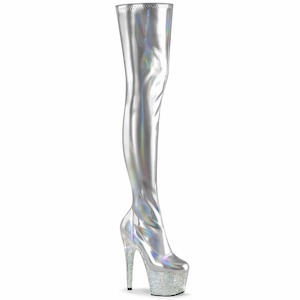 BEJEWELED-3000-7 Silver Stretch Hologram Patent/Silver AB Rhinestones