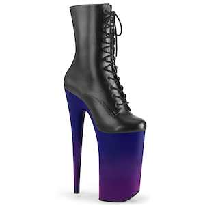 BEYOND-1020BP Black Faux Leather/Blue-Purple Ombre