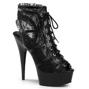 Shoe: DELIGHT-696LC Black Mesh-Lace/Black