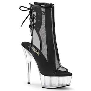 Shoe: DELIGHT-1018MSH Black Patent -Mesh/Clear