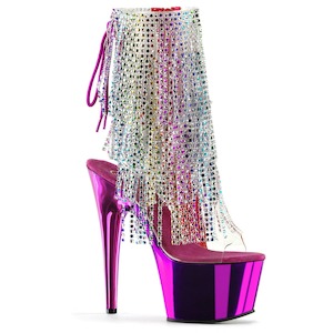 Shoe: ADORE-1017RSF Clear-Multi/Fuchsia Chrome