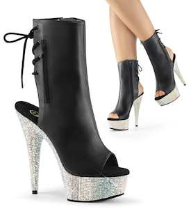 Shoe: BEJEWELED-1018DM-6 Black Faux Leather/Silver Multi Rhinestones