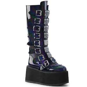 Shoe: DAMNED-318 Black Hologram Vegan Leather