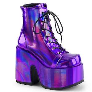 CAMEL-203 Purple Hologram Ankle Boots