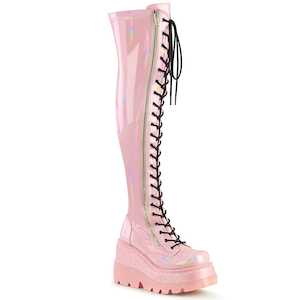 SHAKER-374 Baby Pink Hologram Stretch Patent