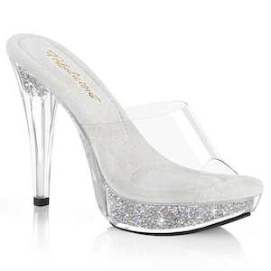 Shoe: COCKTAIL-501RSI Shoes Clear/Clear-Silver AB Rhinestone